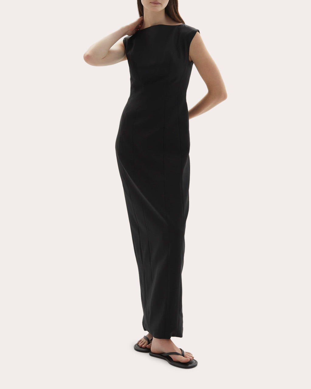 Kelli Wool Structured Boatneck Maxi Dress