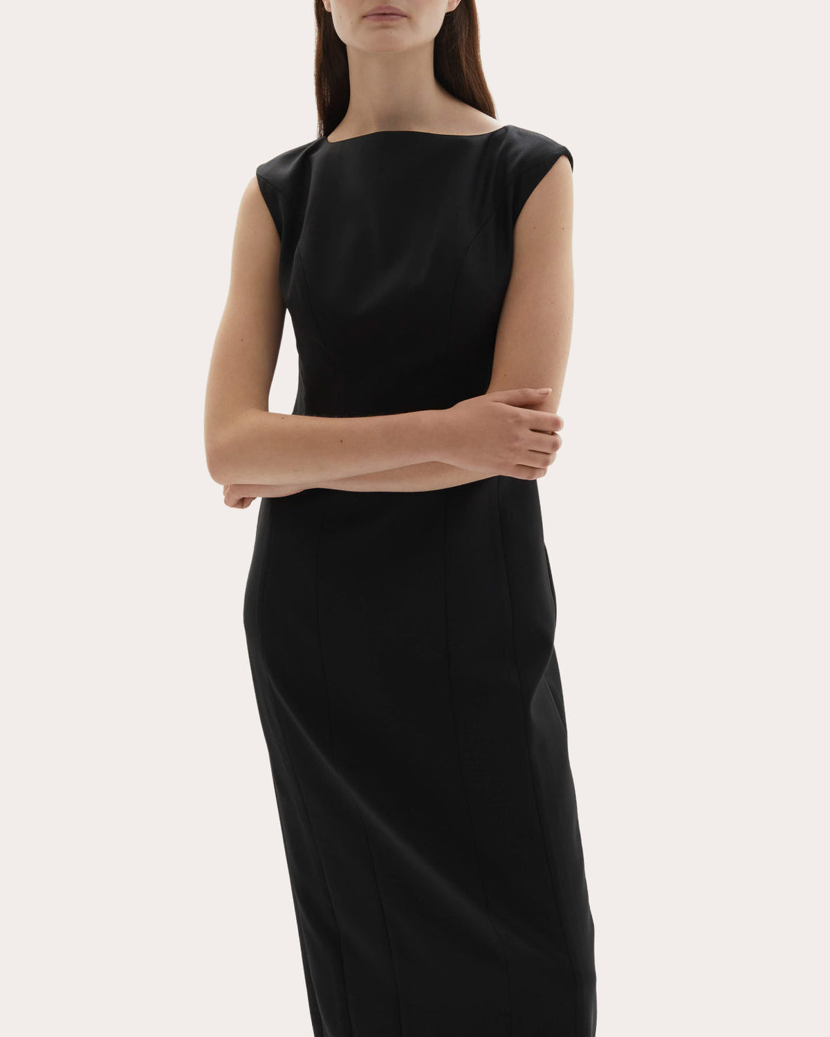 Kelli Wool Structured Boatneck Maxi Dress