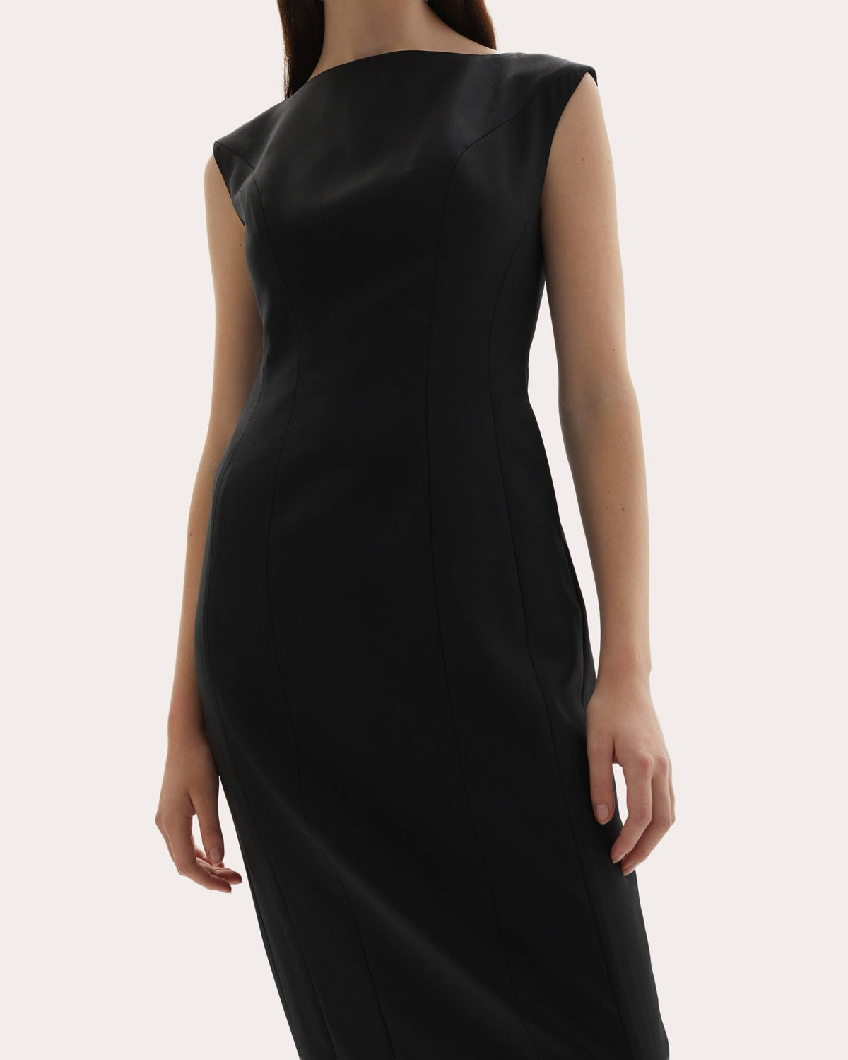 Kelli Wool Structured Boatneck Maxi Dress