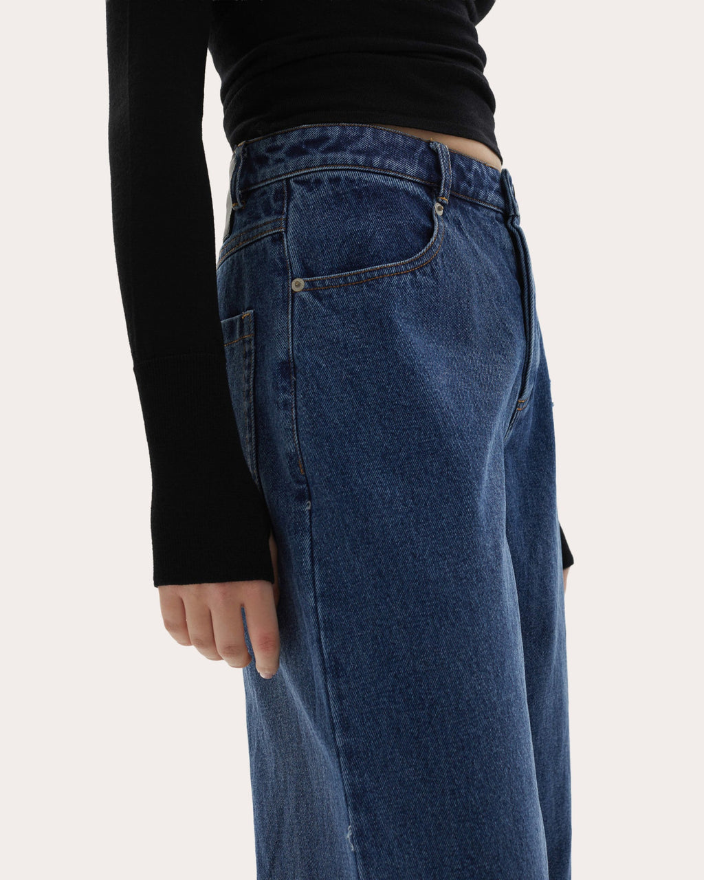 Adrianne Washed Raw-Hem Wide-Leg Jeans