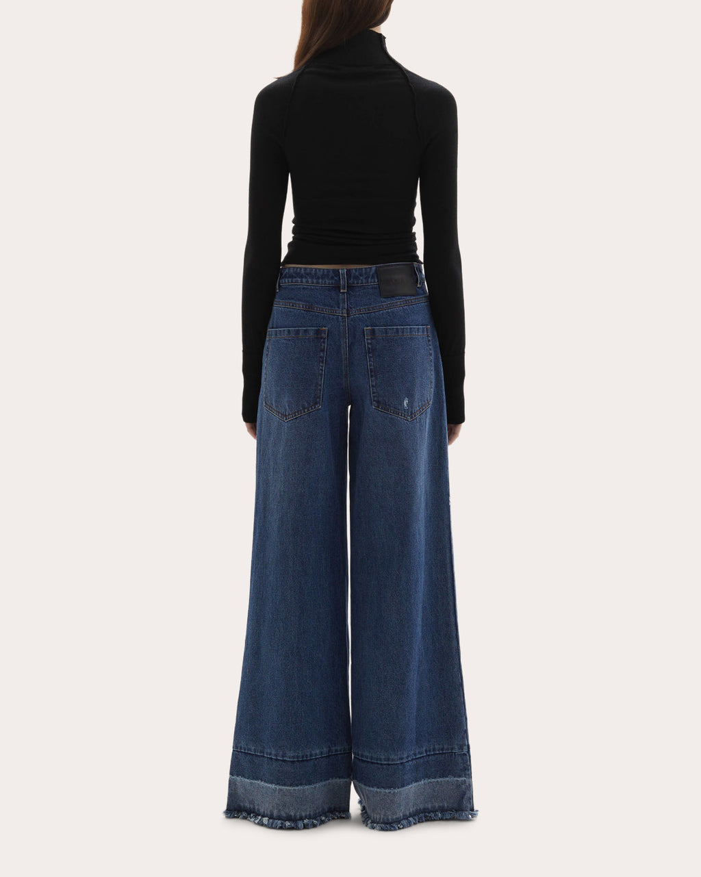 Adrianne Washed Raw-Hem Wide-Leg Jeans