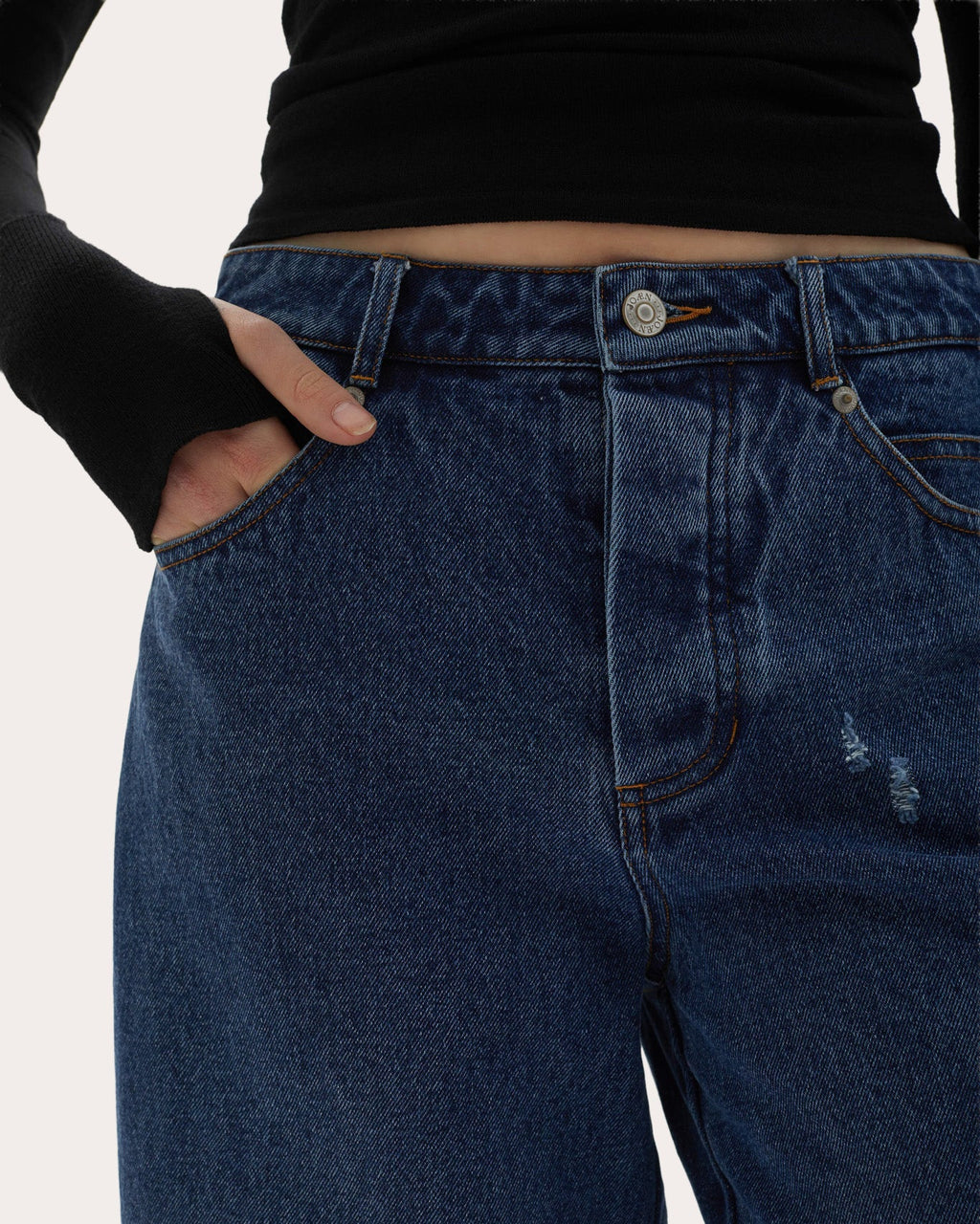 Adrianne Washed Raw-Hem Wide-Leg Jeans