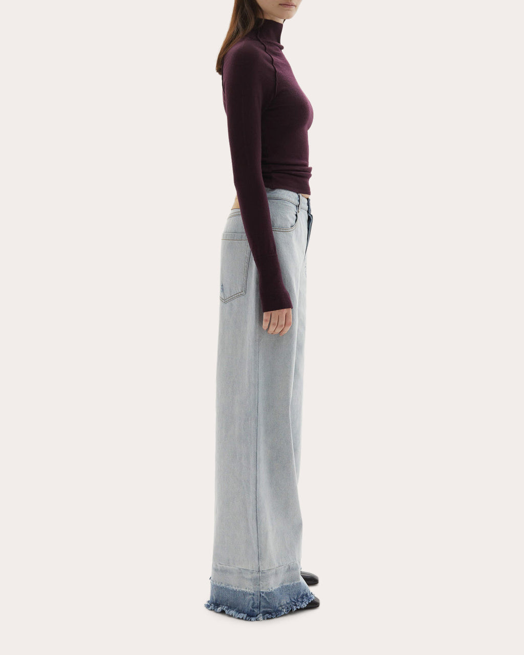 Adrianne Washed Raw-Hem Wide-Leg Jeans