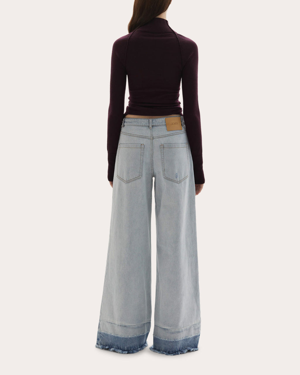 Adrianne Washed Raw-Hem Wide-Leg Jeans