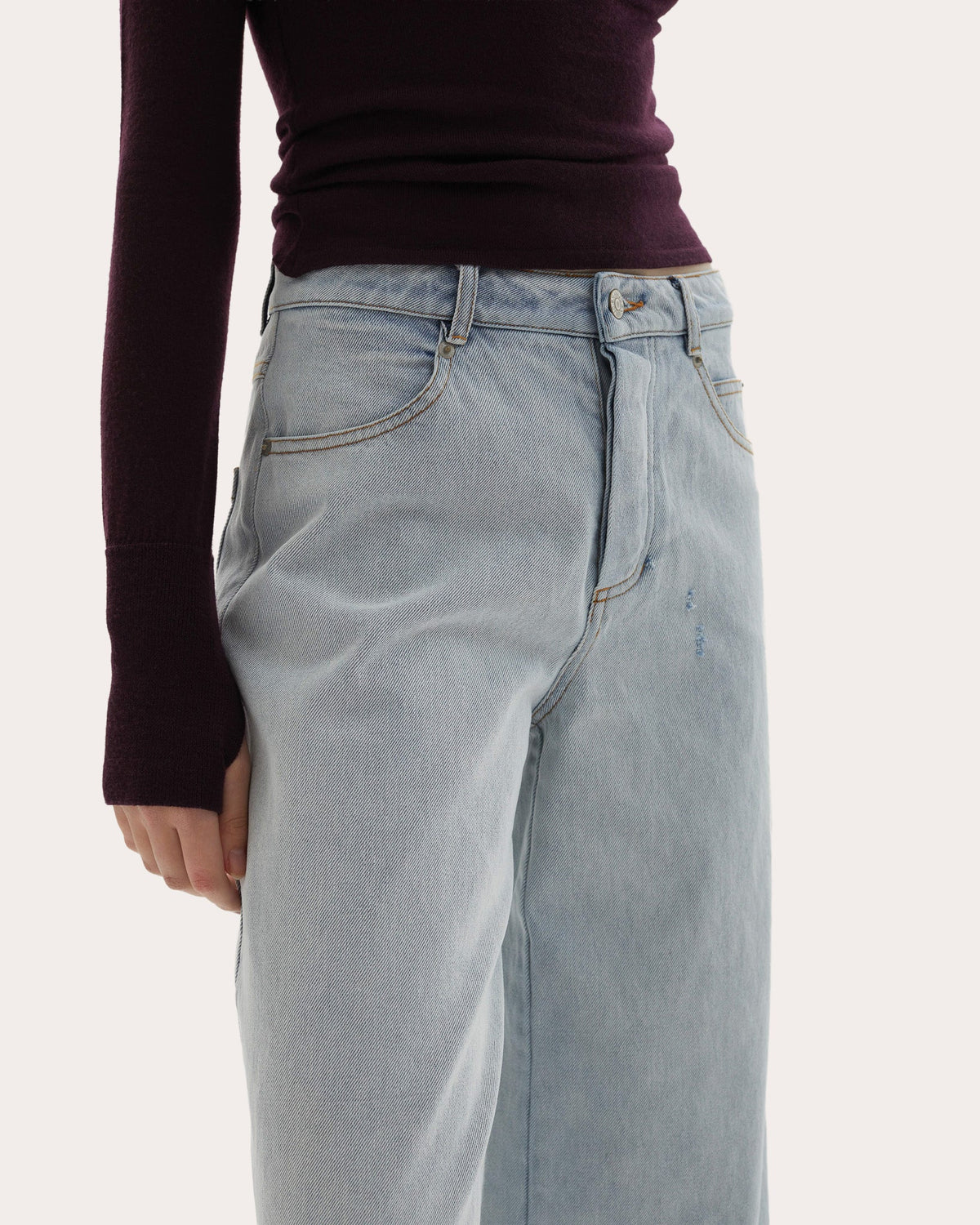 Adrianne Washed Raw-Hem Wide-Leg Jeans