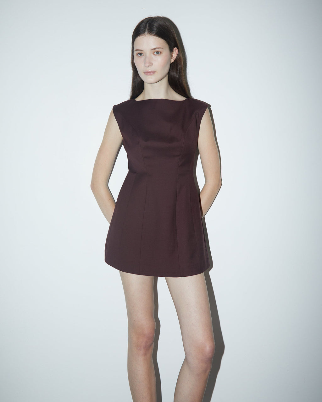 Kelli Wool Structured Boatneck Mini Dress