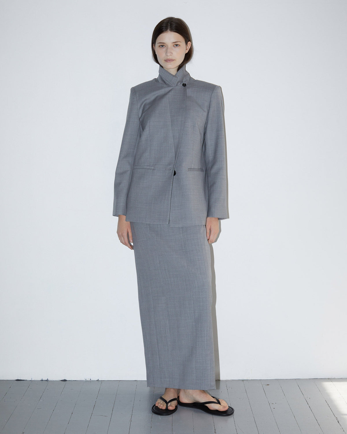 Kelli Wool Structured Boatneck Maxi Dress