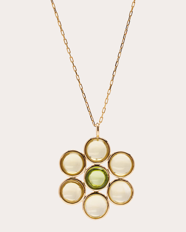 Mischief 18K Gold Quartz and Peridot Pendant Necklace