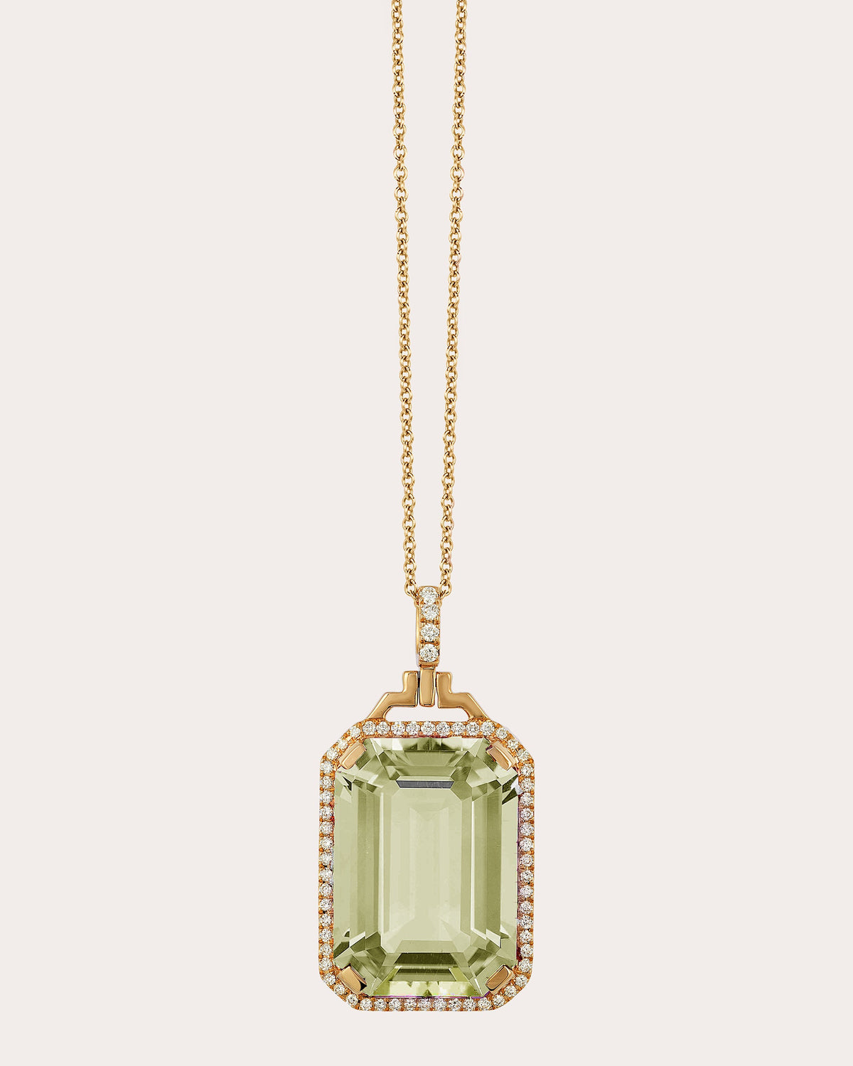 Prasiolite & Diamond Gossip Pendant Necklace