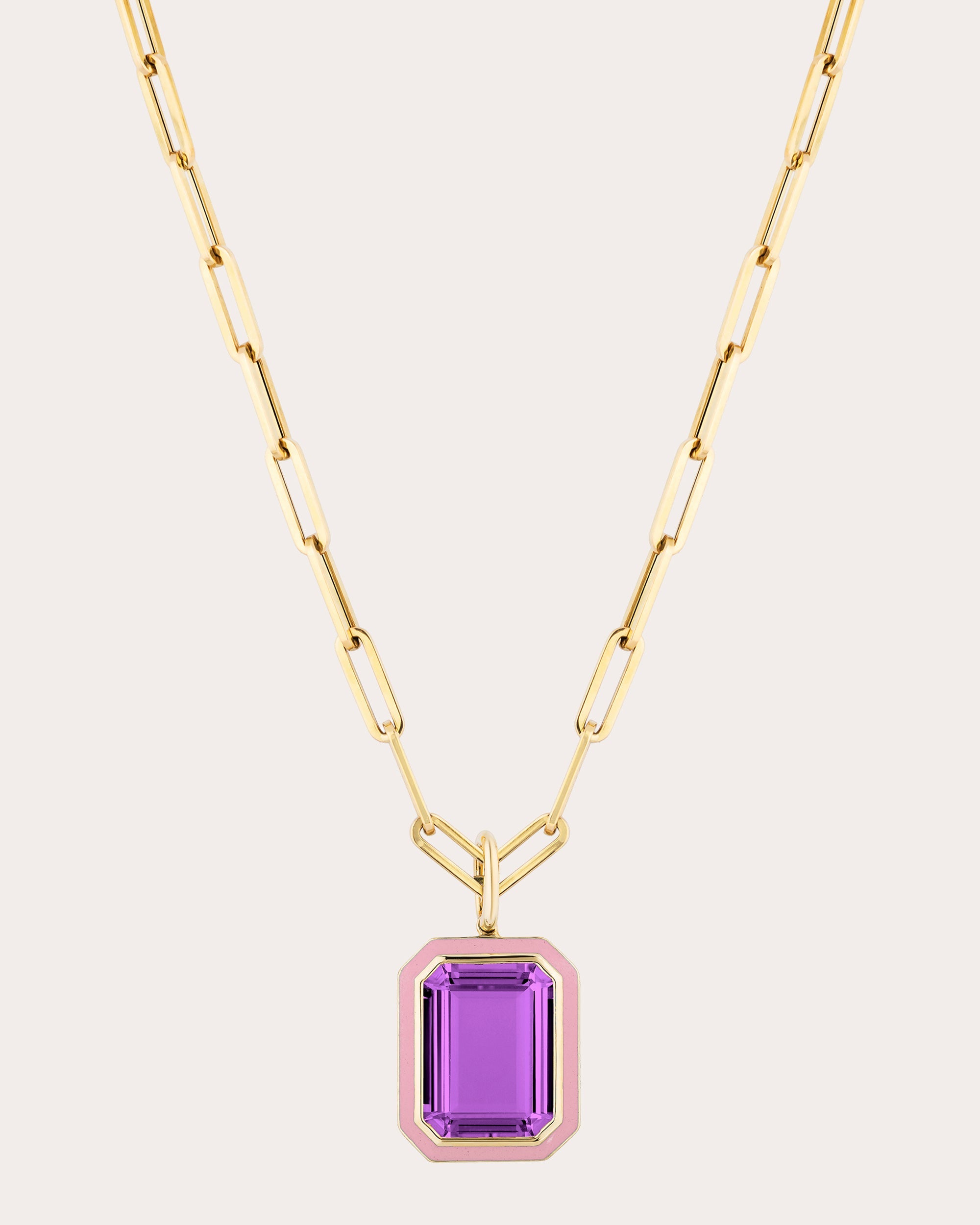 Queen 18K Gold Enamel and Amethyst Pendant Necklace
