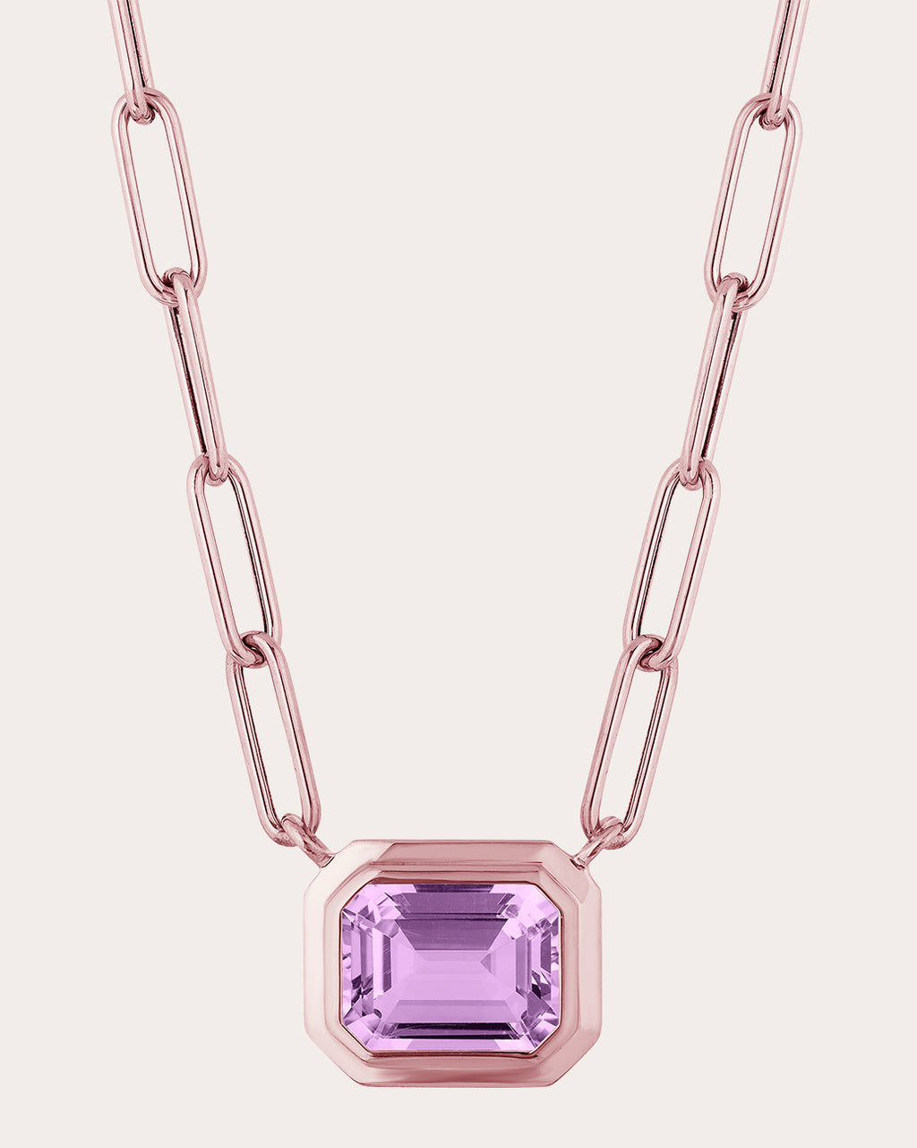 18K Rose Gold Lavender Amethyst Pendant Necklace