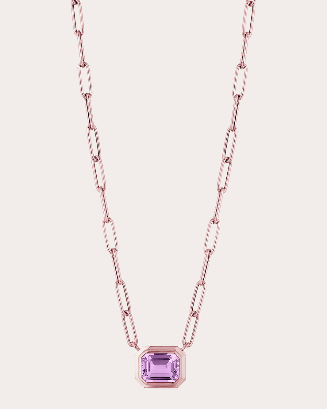18K Rose Gold Lavender Amethyst Pendant Necklace