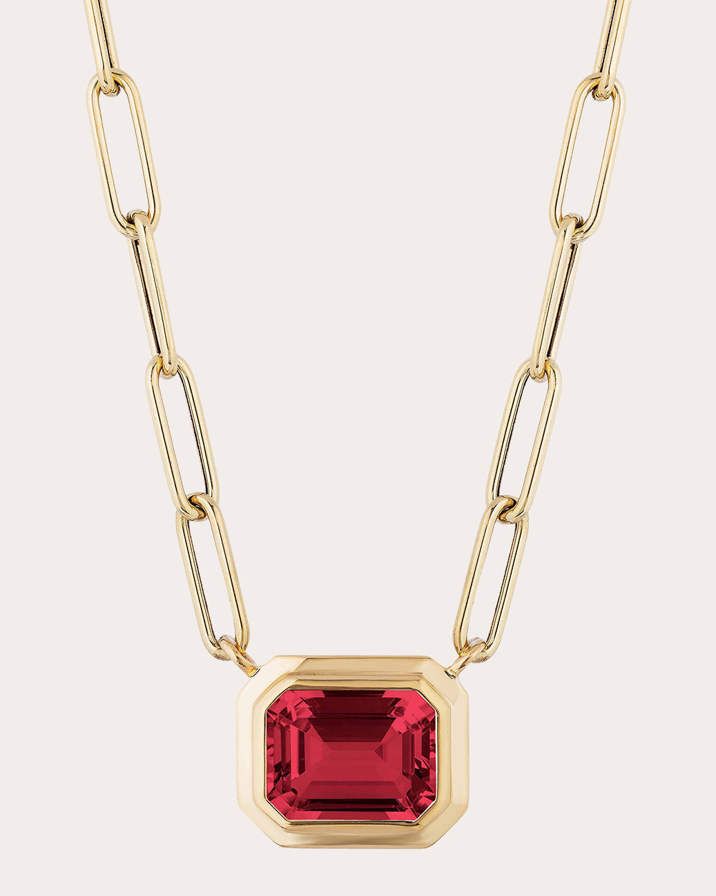 Manhattan 18K Gold Garnet Pendant Necklace