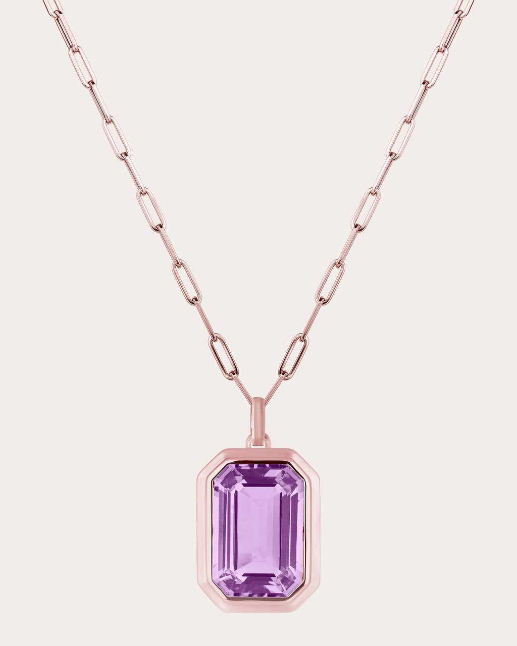 Lavender Amethyst & 18k Rose Gold Pendant Necklace