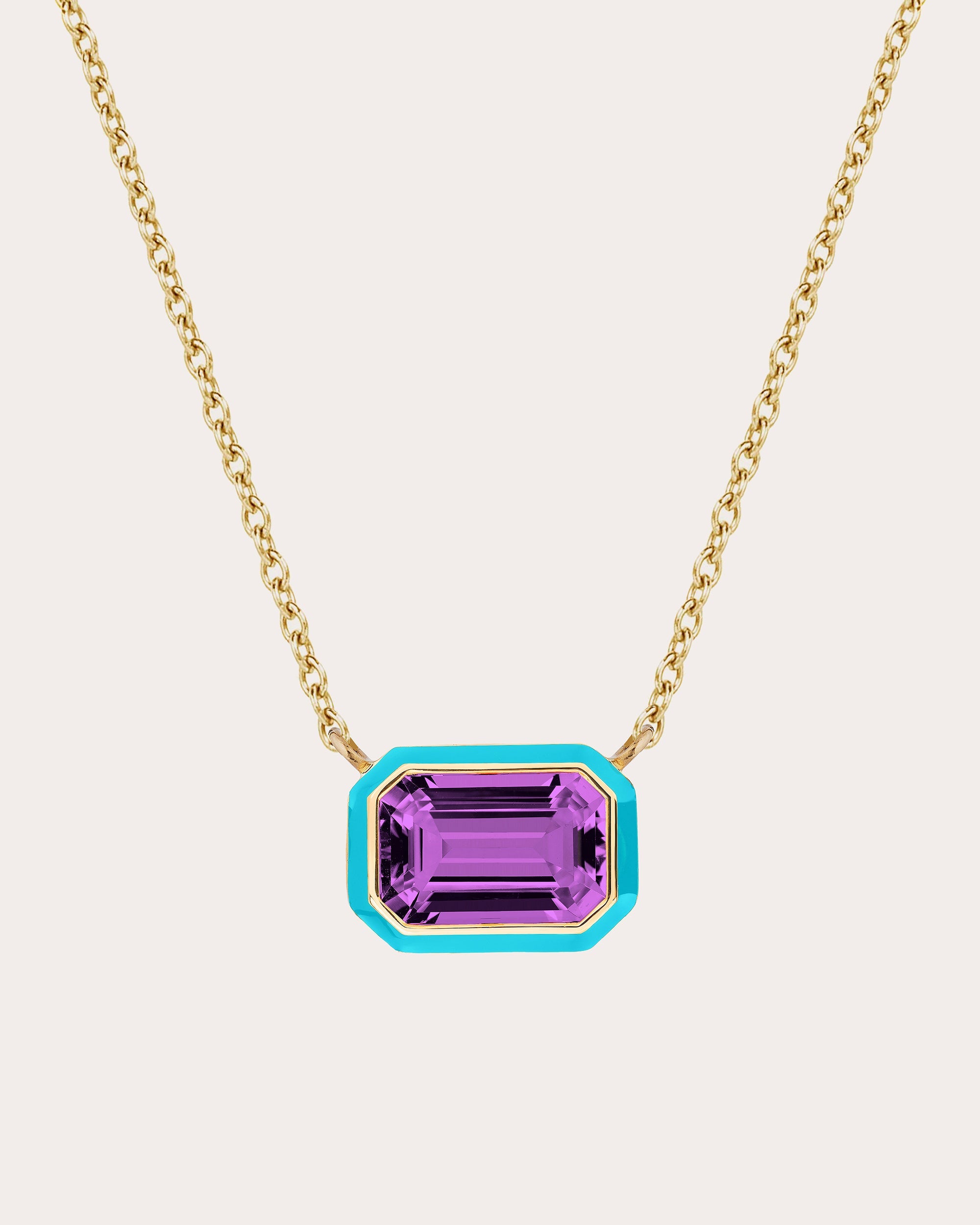 Queen 18K Gold Enamel and Amethyst Pendant Necklace