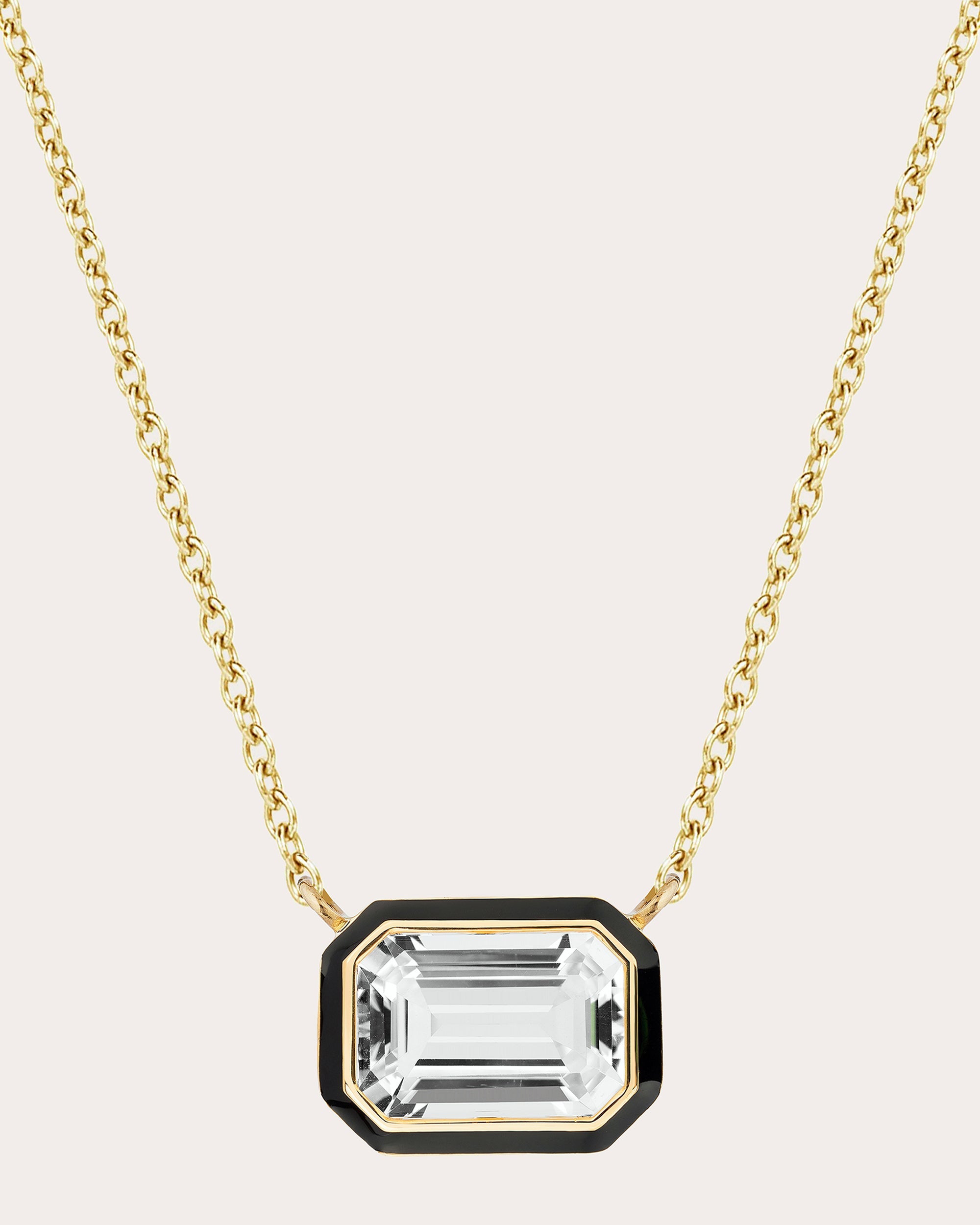 Crystal & Black Enamel Queen Pendant Necklace