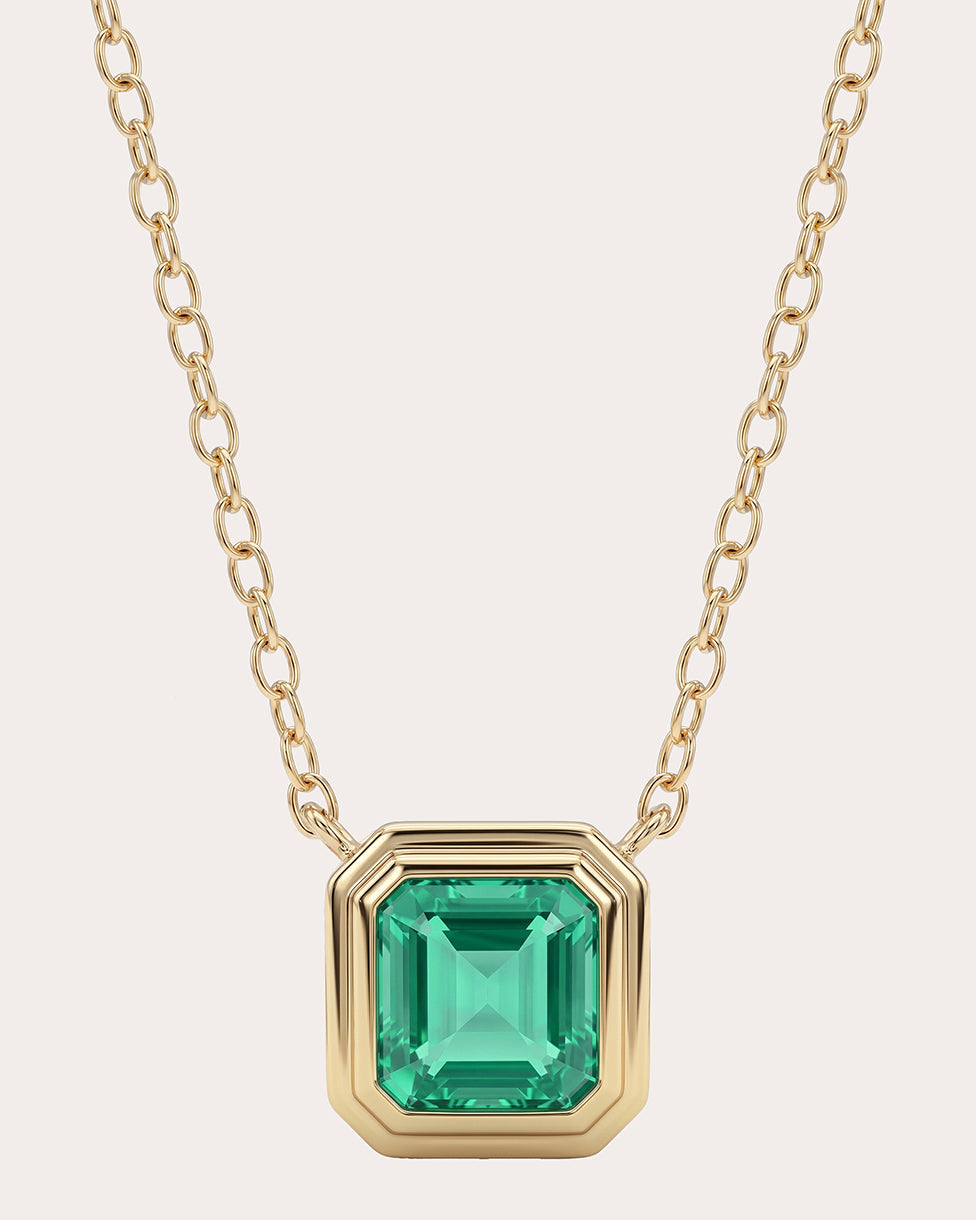 Emerald G-One Bezel Pendant Necklace