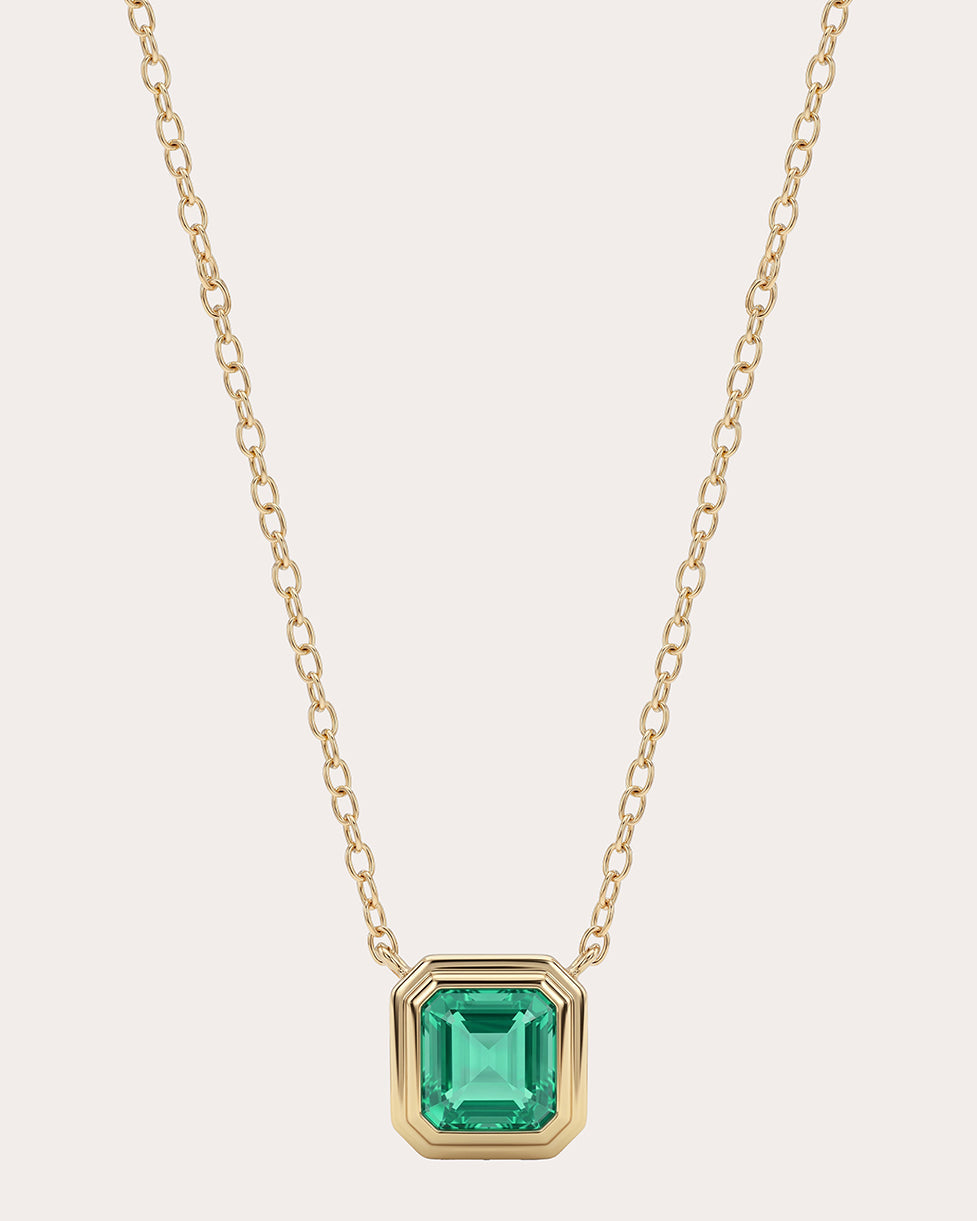 Emerald G-One Bezel Pendant Necklace