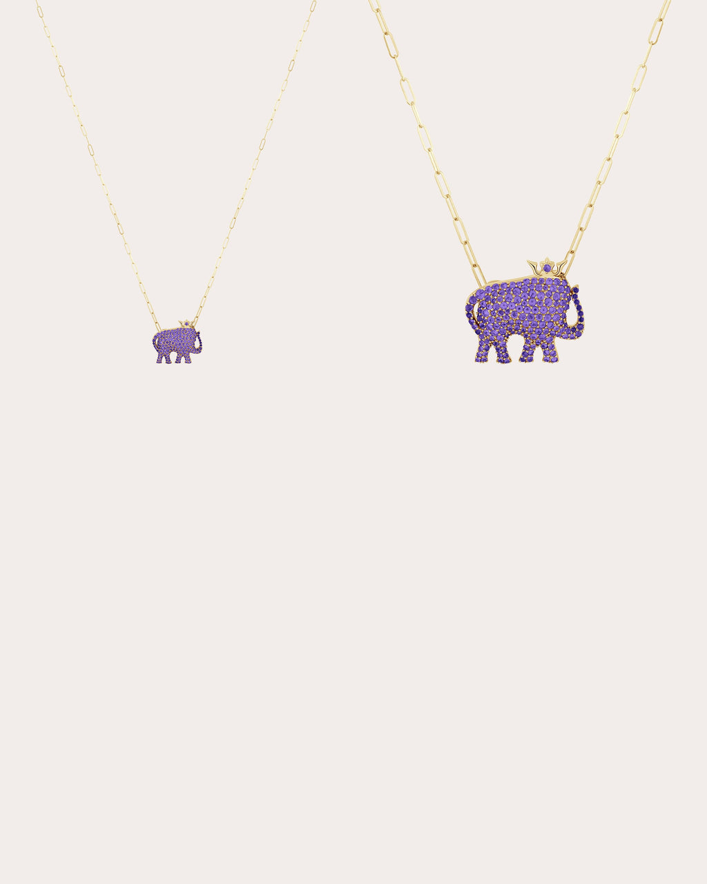 Amethyst & 18k Gold Limited Edition Elephant Pendant Necklace