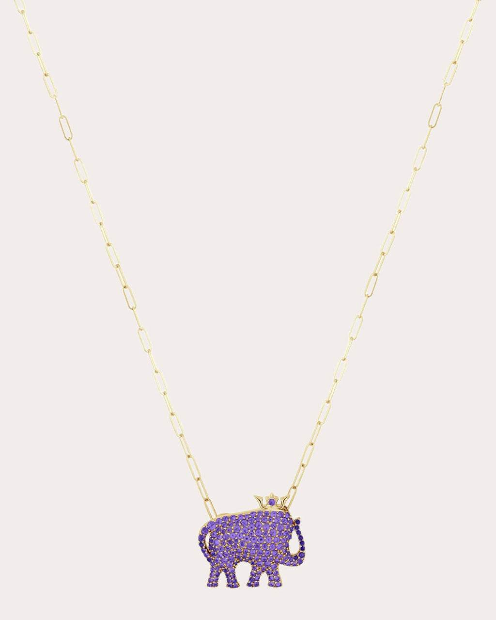 Amethyst & 18k Gold Limited Edition Elephant Pendant Necklace