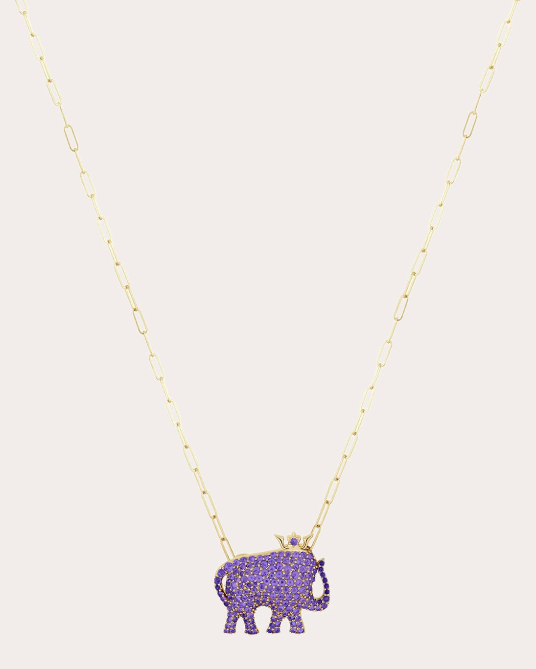 Amethyst & 18k Gold Limited Edition Elephant Pendant Necklace