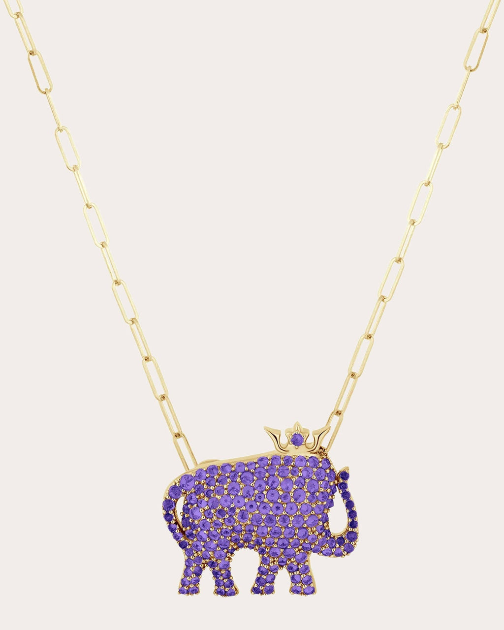 Amethyst & 18k Gold Limited Edition Elephant Pendant Necklace