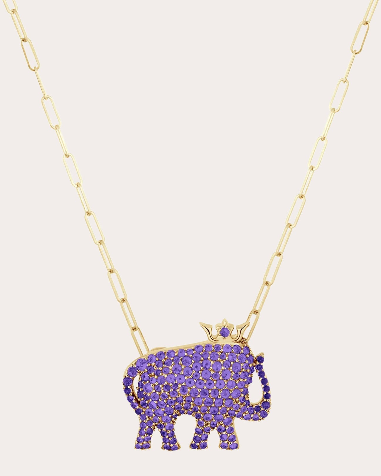 Amethyst & 18k Gold Limited Edition Elephant Pendant Necklace