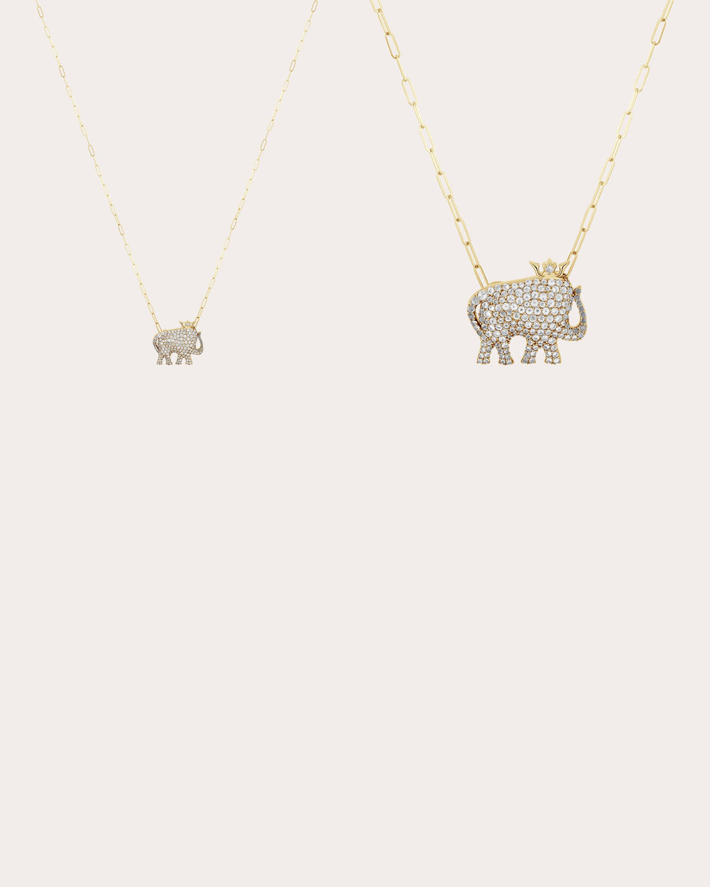 White Sapphire & 18k Gold Limited Edition Elephant Pendant Necklace