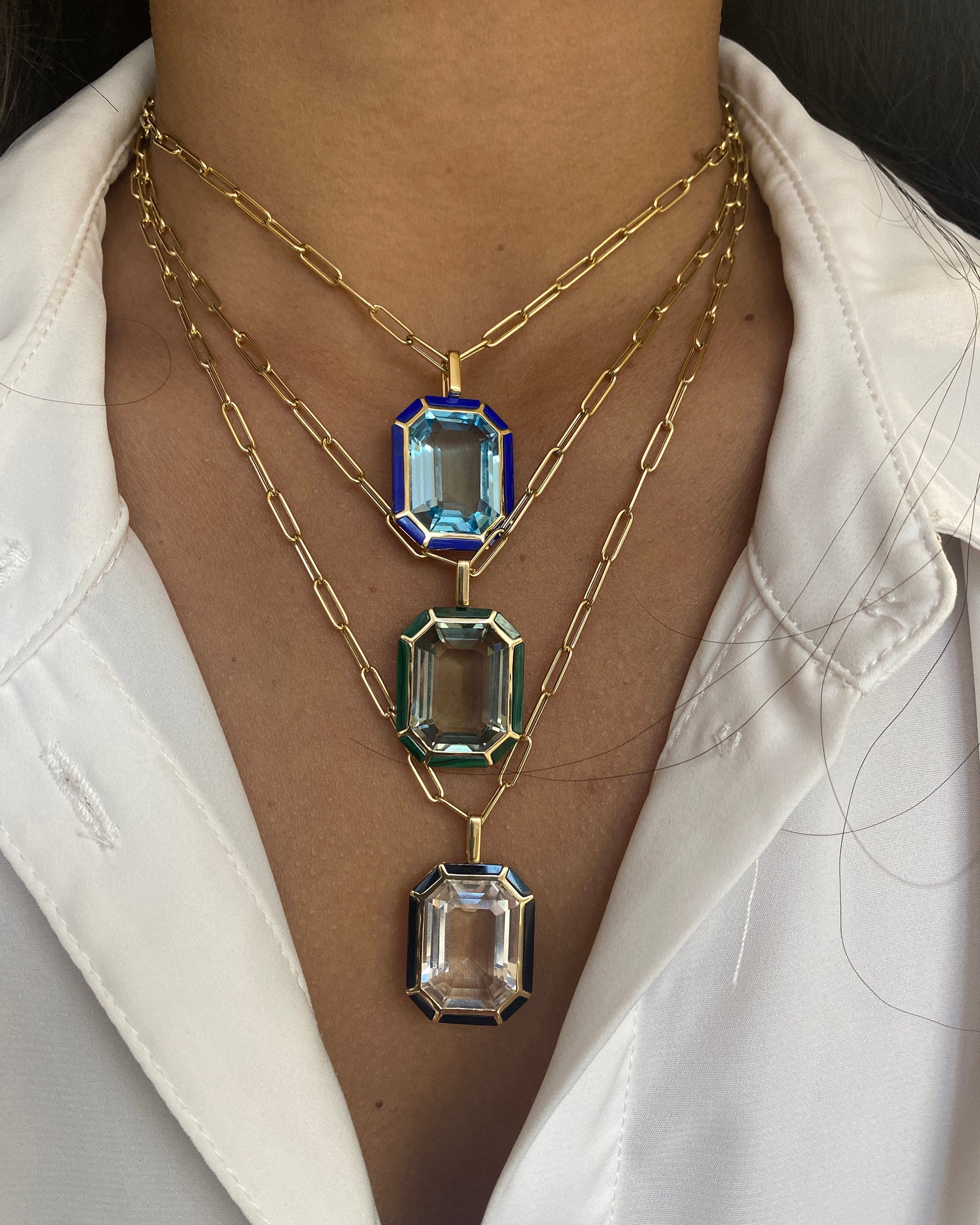Onyx Emerald-Cut Pendant Necklace