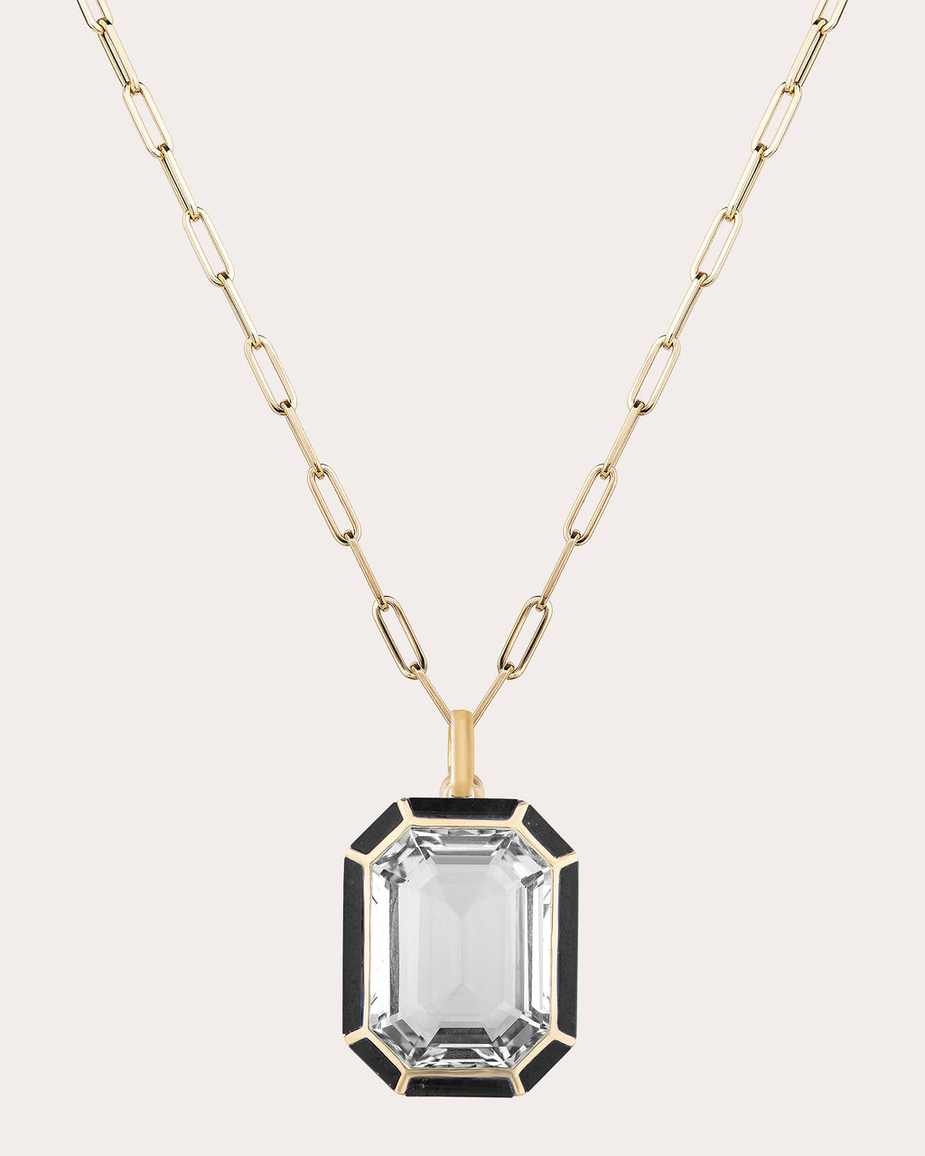Onyx Emerald-Cut Pendant Necklace