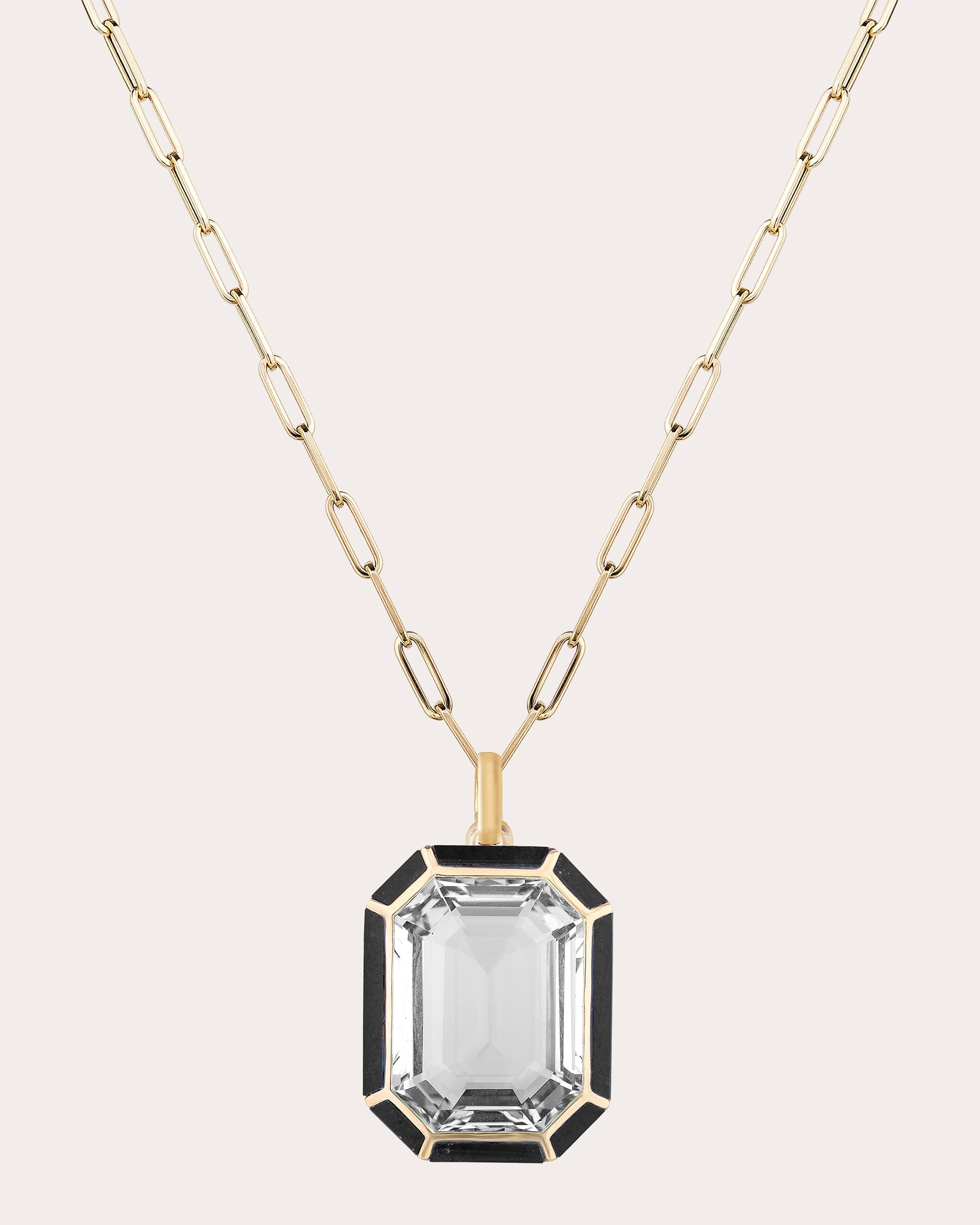 Onyx Emerald-Cut Pendant Necklace