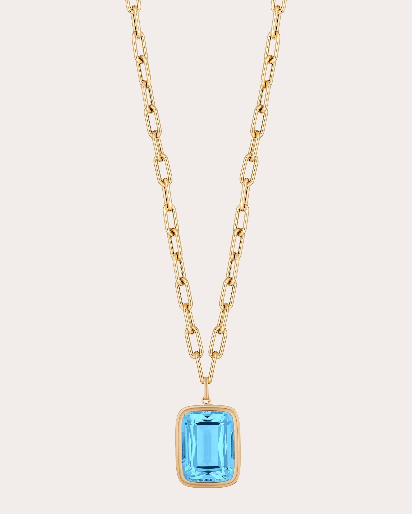 Blue Topaz & 18k Gold Manhattan Pendant Necklace