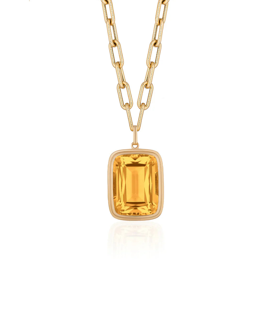 Manhattan Citrine Cushion Cut Pendant in 18K Yellow Gold