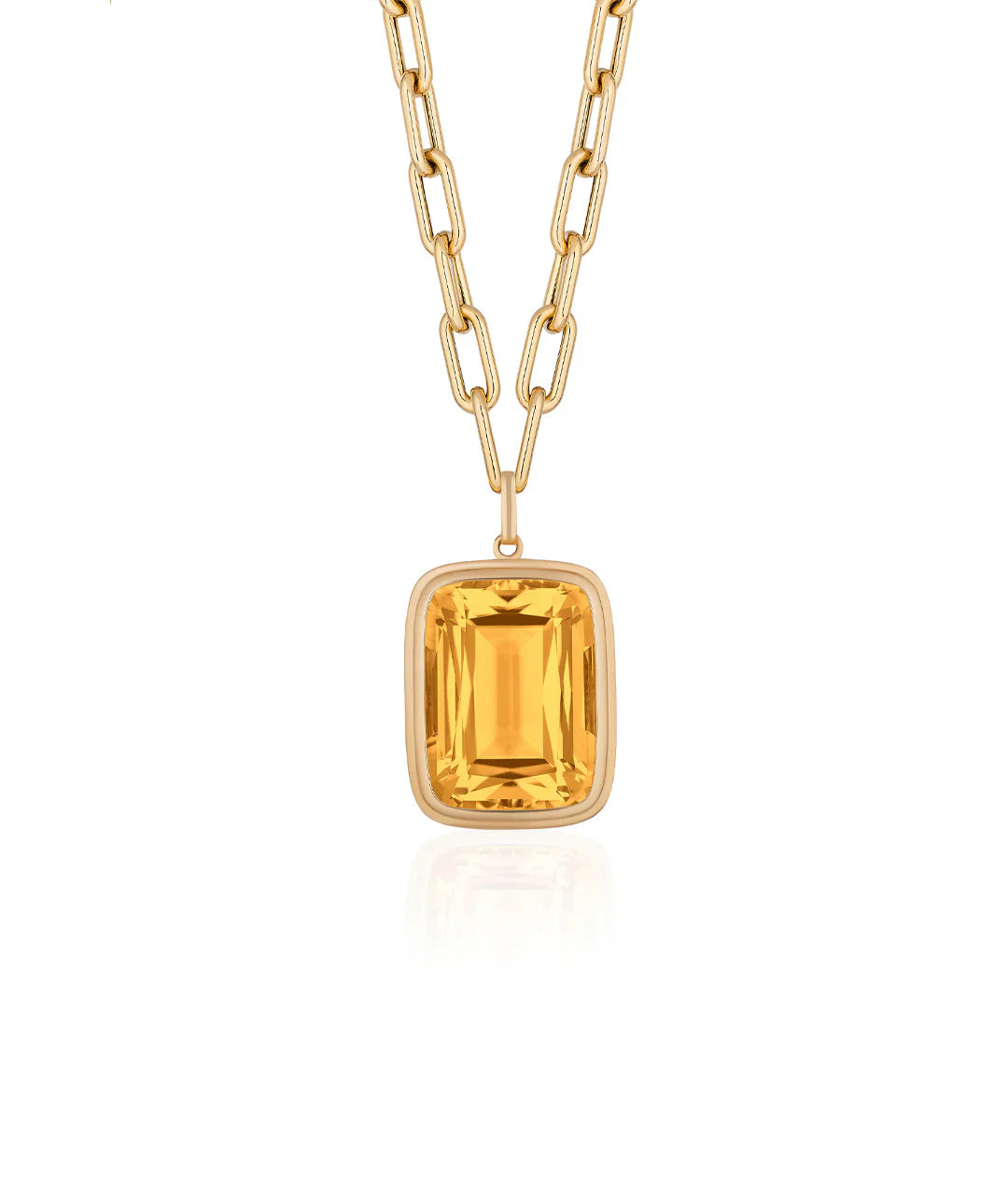 Manhattan Citrine Cushion Cut Pendant in 18K Yellow Gold