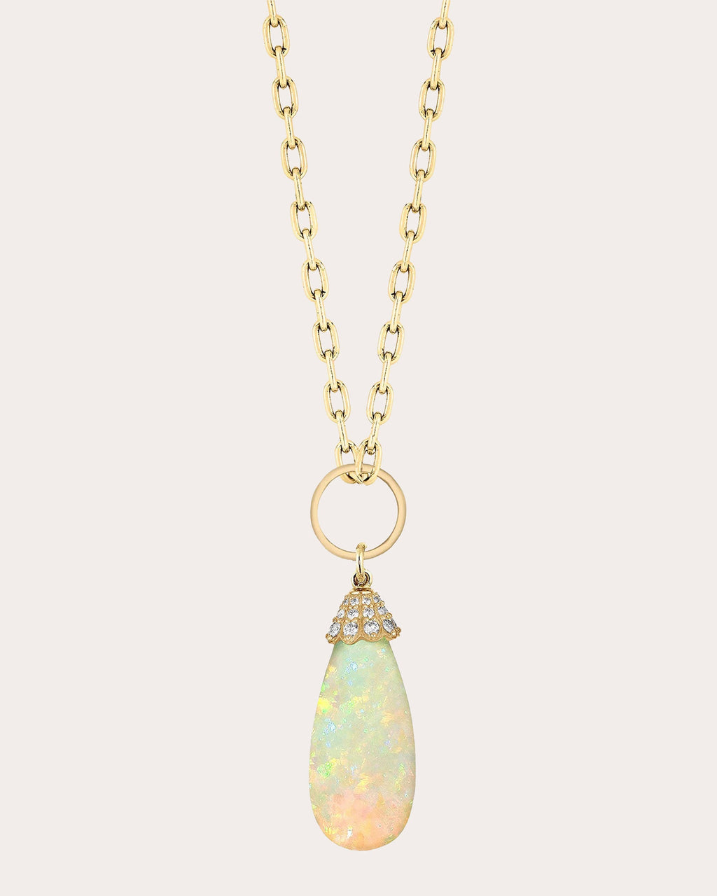 Opal & 18k Gold G-One Drop Pendant Necklace