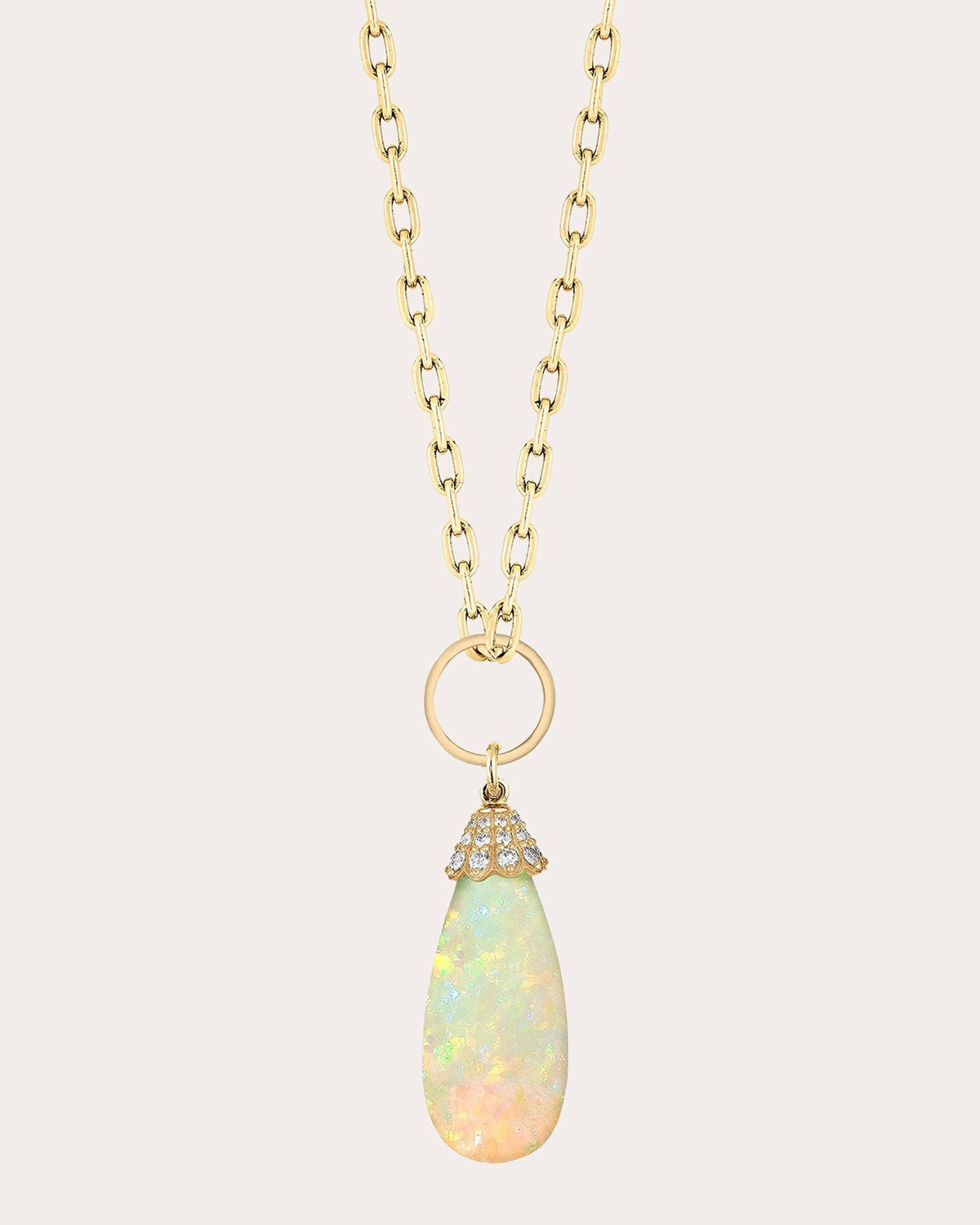 Opal & 18k Gold G-One Drop Pendant Necklace