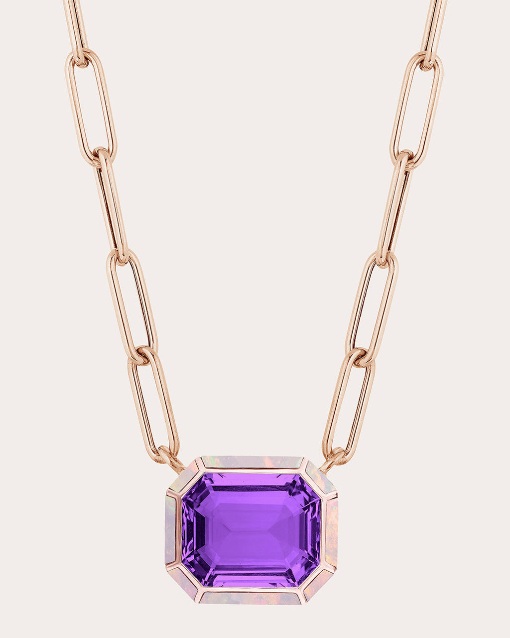 Mélange 18K Rose Gold Amethyst and Pink Opal Pendant Necklace