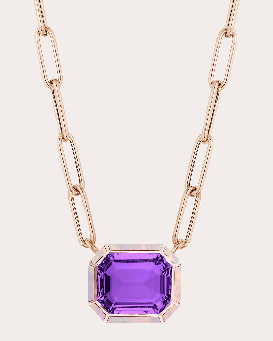 Mélange 18K Rose Gold Amethyst and Pink Opal Pendant Necklace