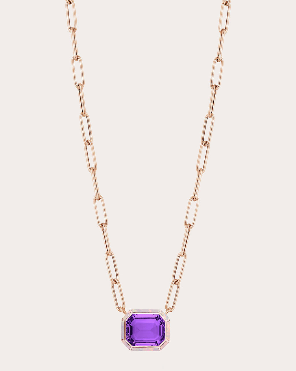 Mélange 18K Rose Gold Amethyst and Pink Opal Pendant Necklace
