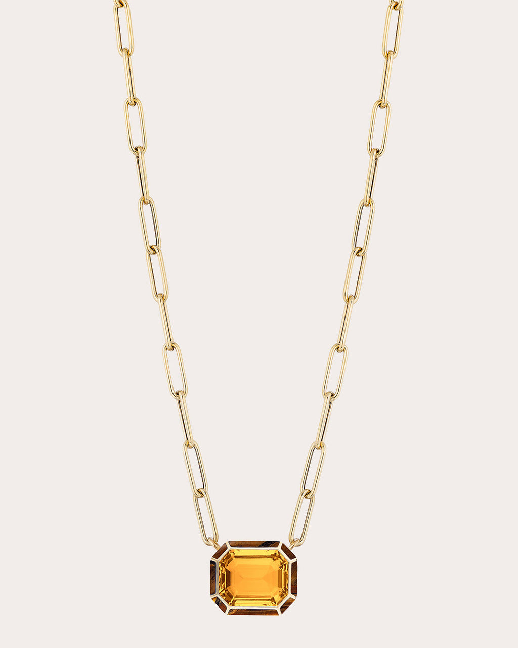 Mélange 18K Gold Citrine and Tiger's Eye Inlay Pendant Necklace