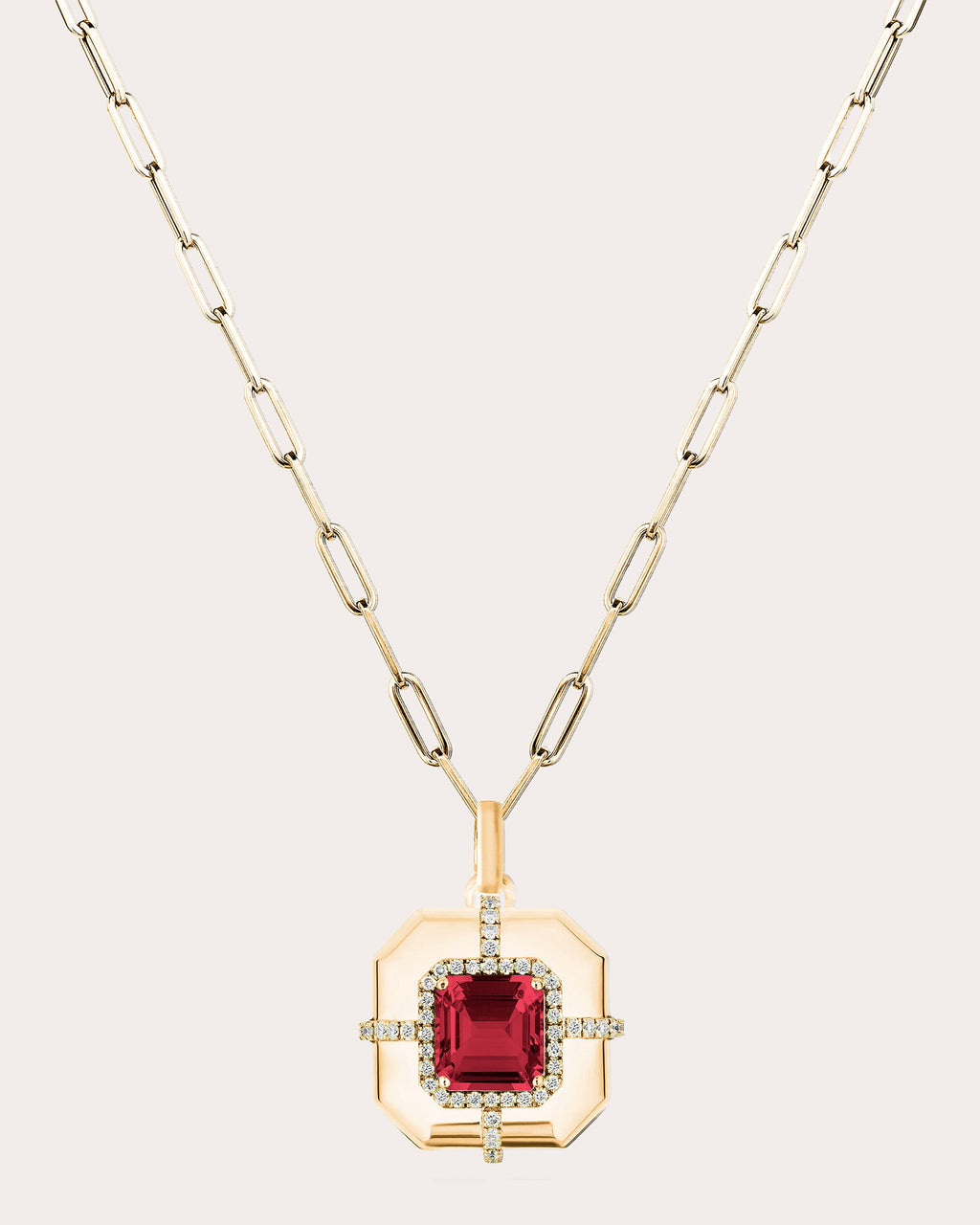 Rubellite & 18k Gold Limited Edition Medallion Pendant Necklace