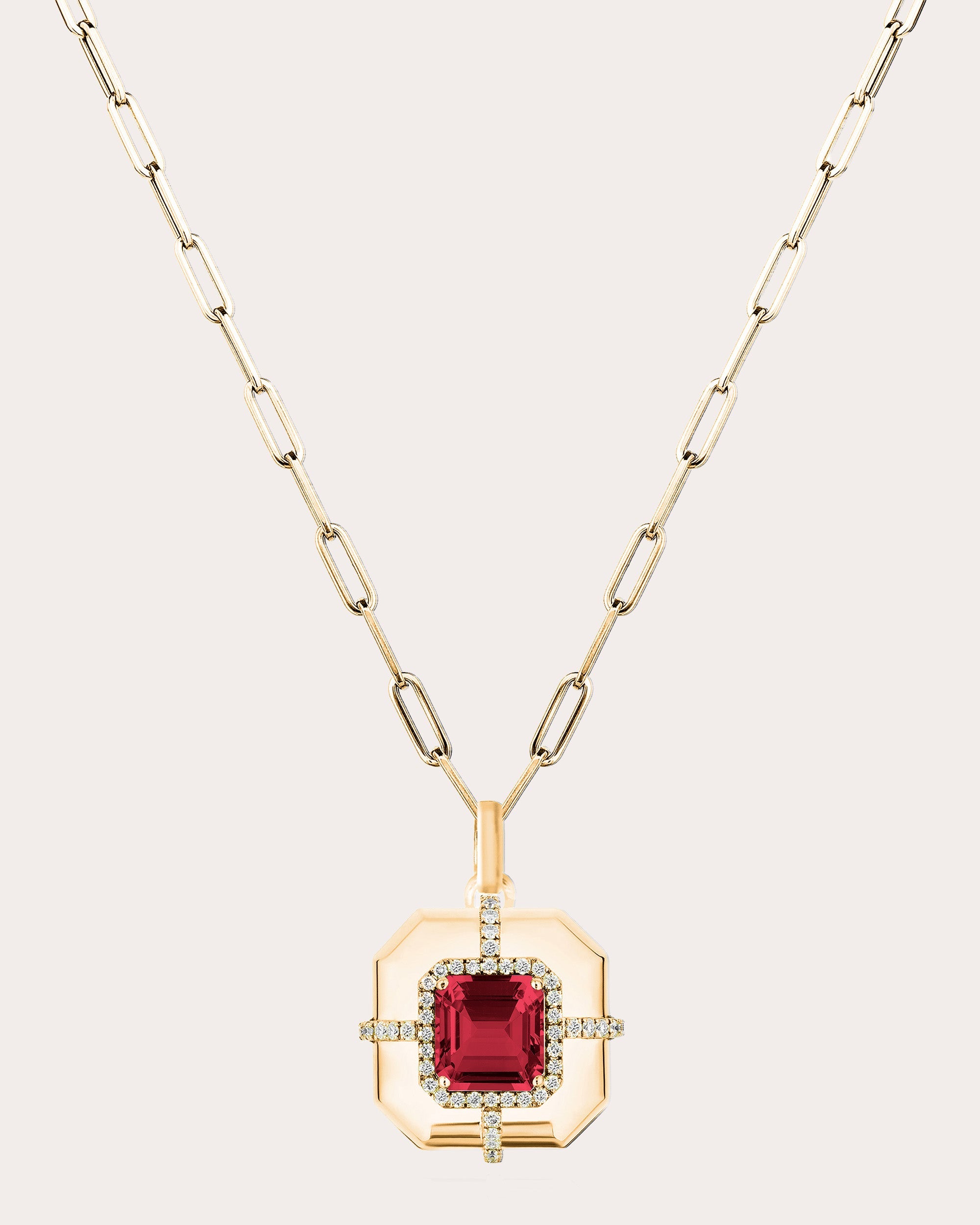 Rubellite & 18k Gold Limited Edition Medallion Pendant Necklace
