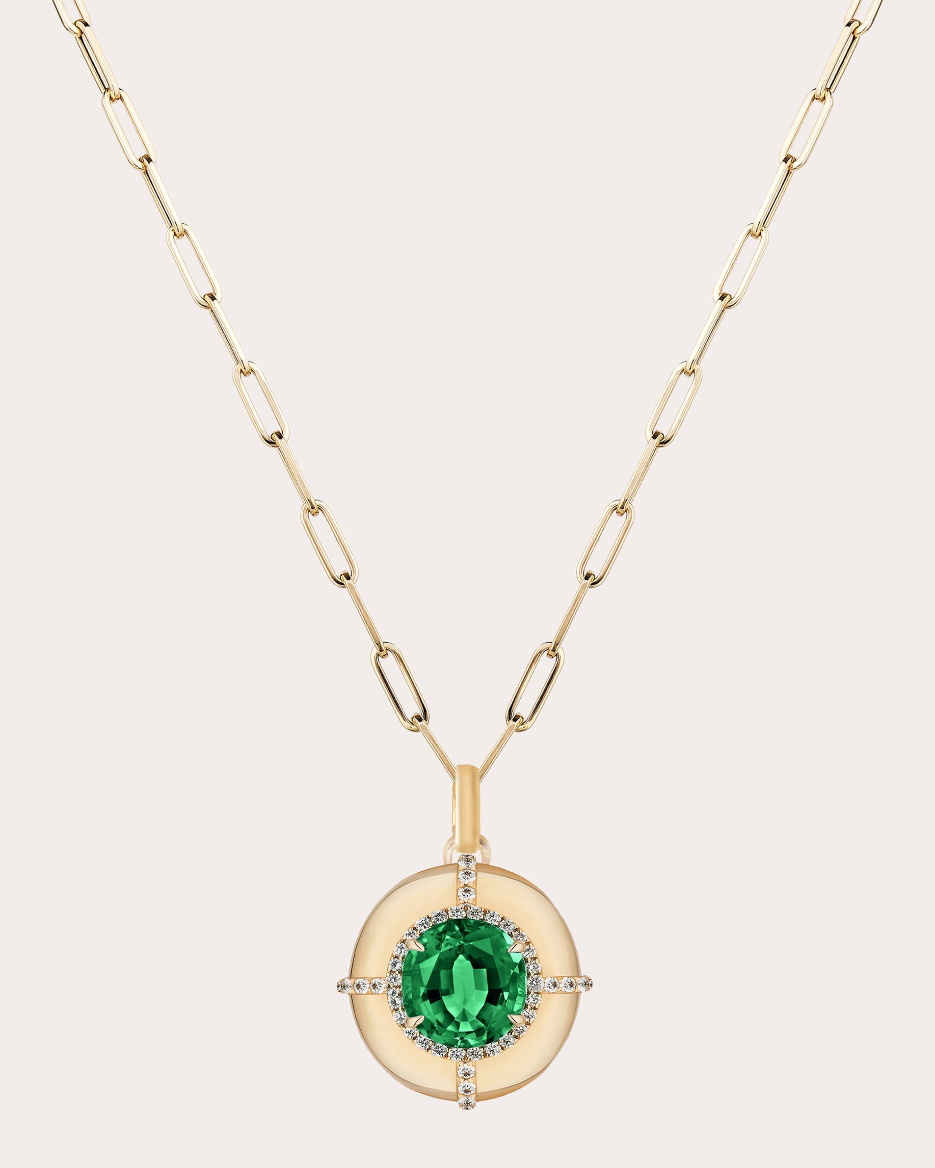 Classics 18K Gold Emerald and Diamond Pendant Necklace