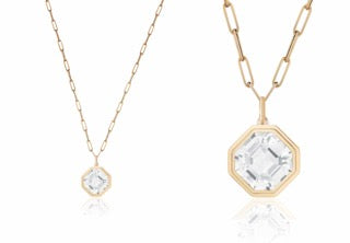 Manhattan Rock Crystal Asscher Cut Pendant in 18K Yellow Gold
