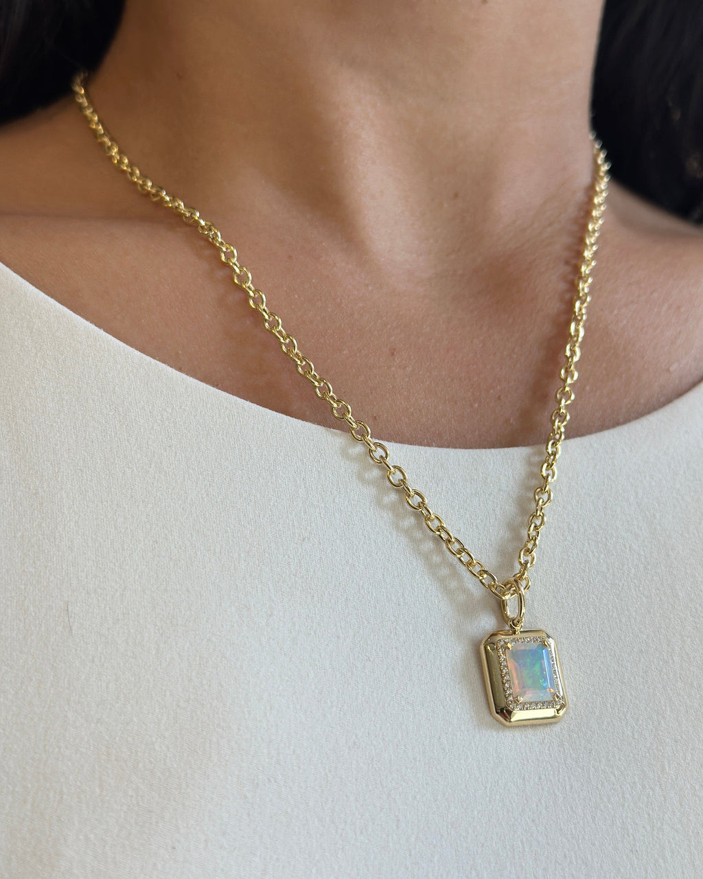 Opal & 18k Gold Limited Edition Emerald-Cut Pendant Necklace