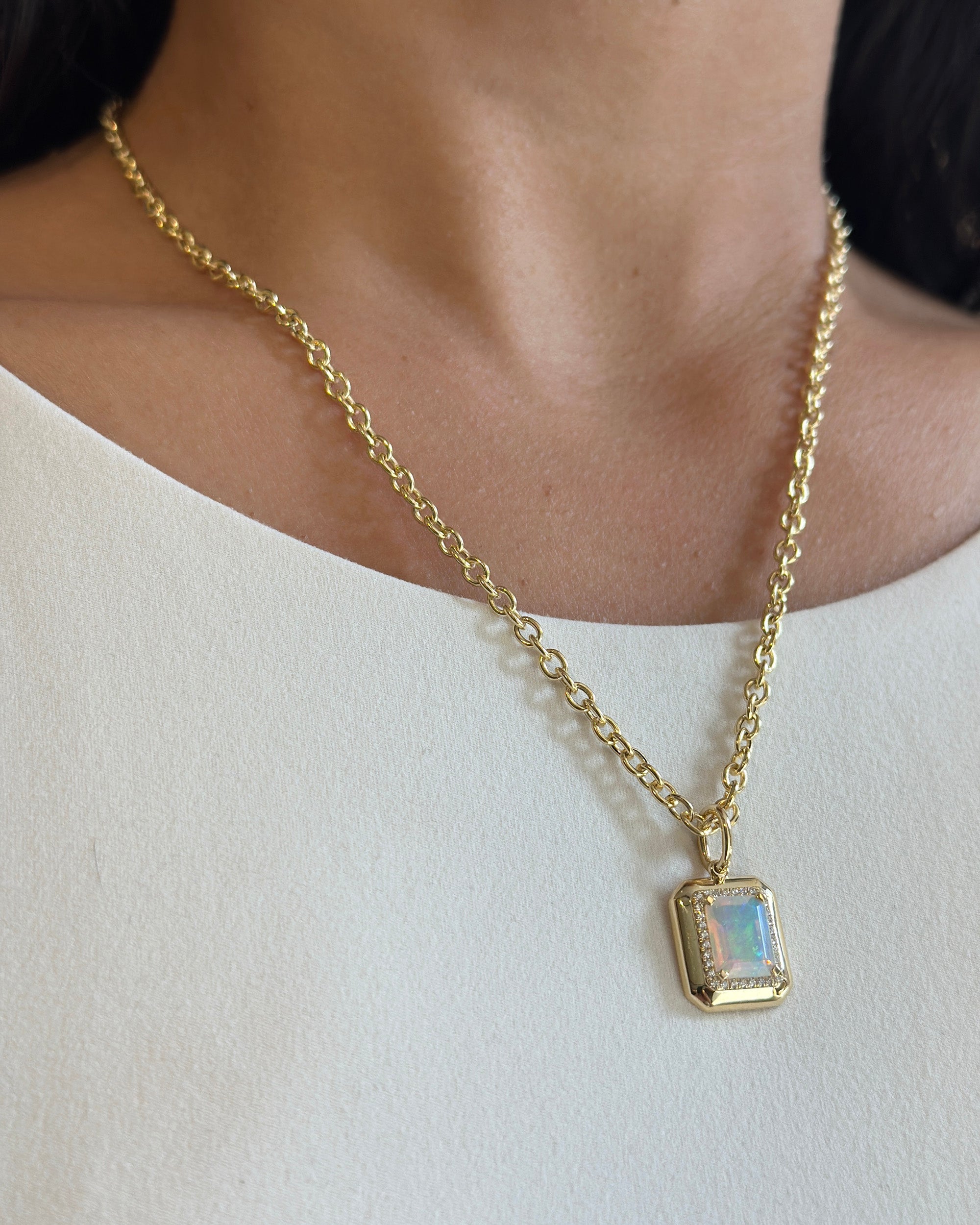 Opal & 18k Gold Limited Edition Emerald-Cut Pendant Necklace