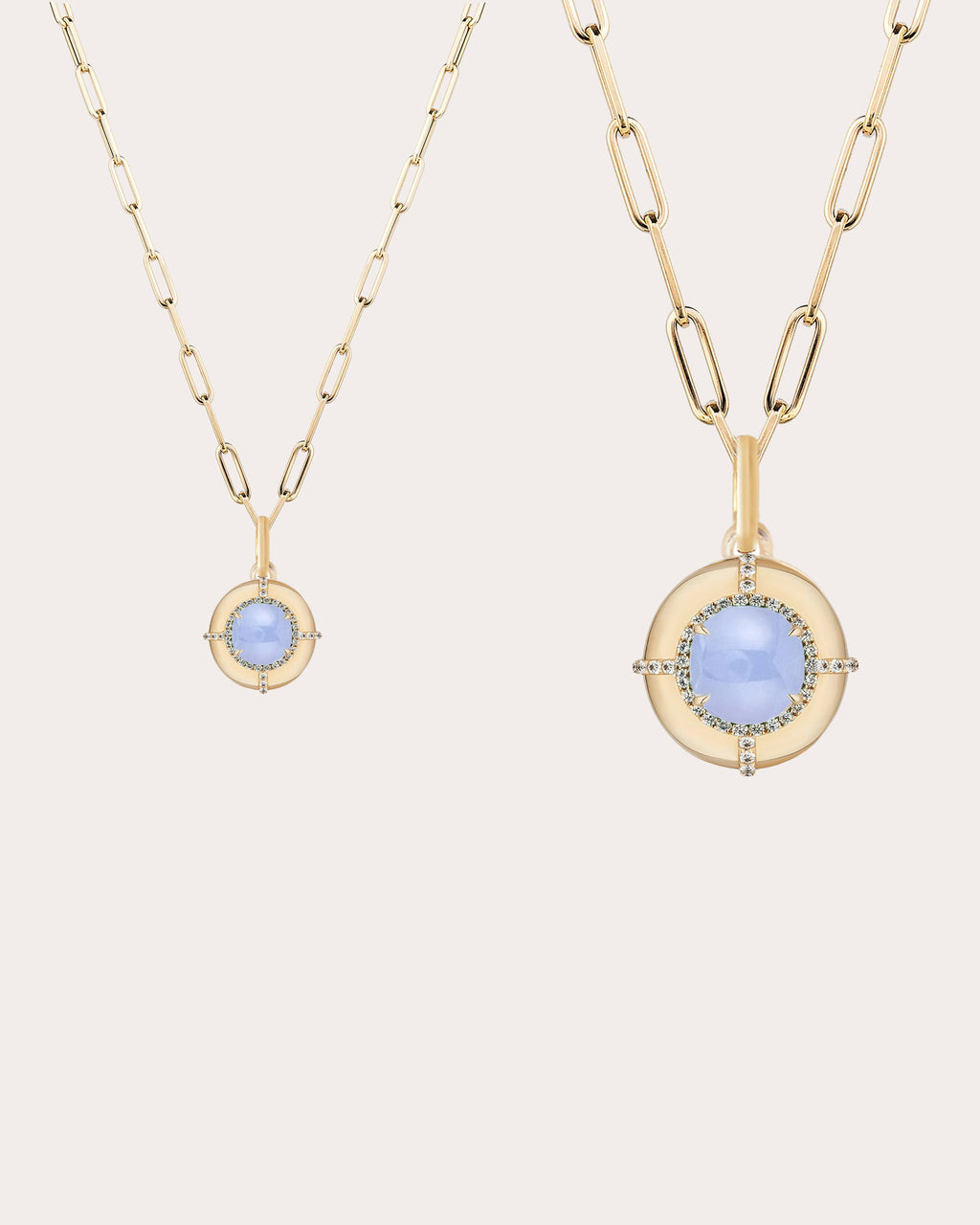 Blue Chalcedony & 18k Gold Limited Edition Medallion Pendant Necklace
