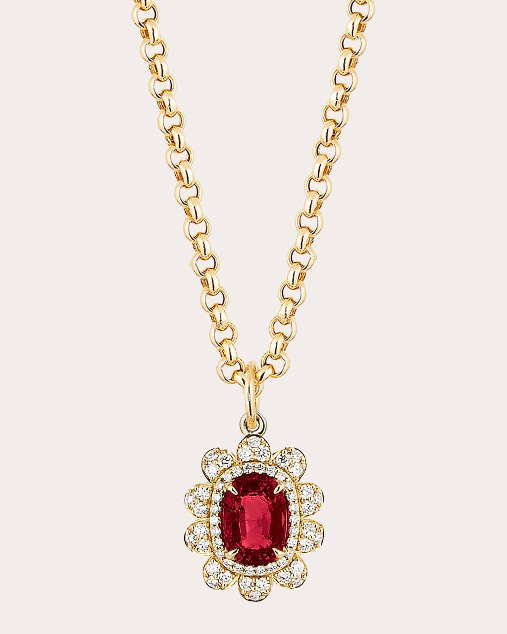 Garnet & Diamond G-One Organic Pendant Necklace