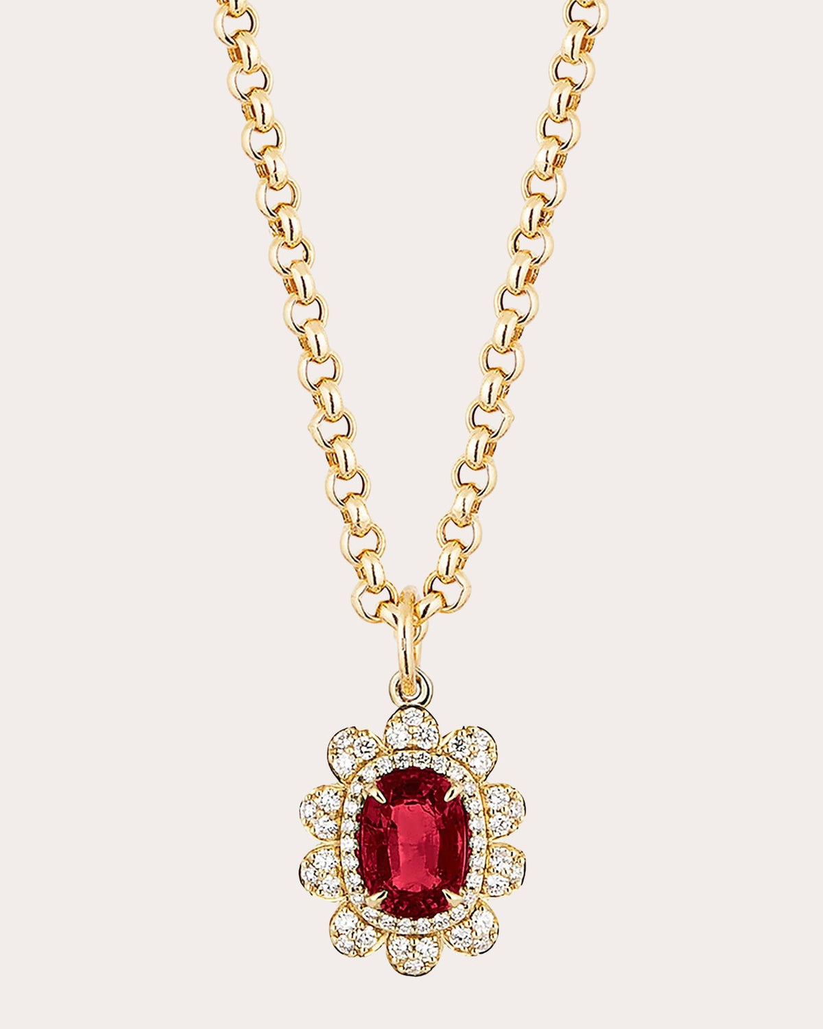 Garnet & Diamond G-One Organic Pendant Necklace