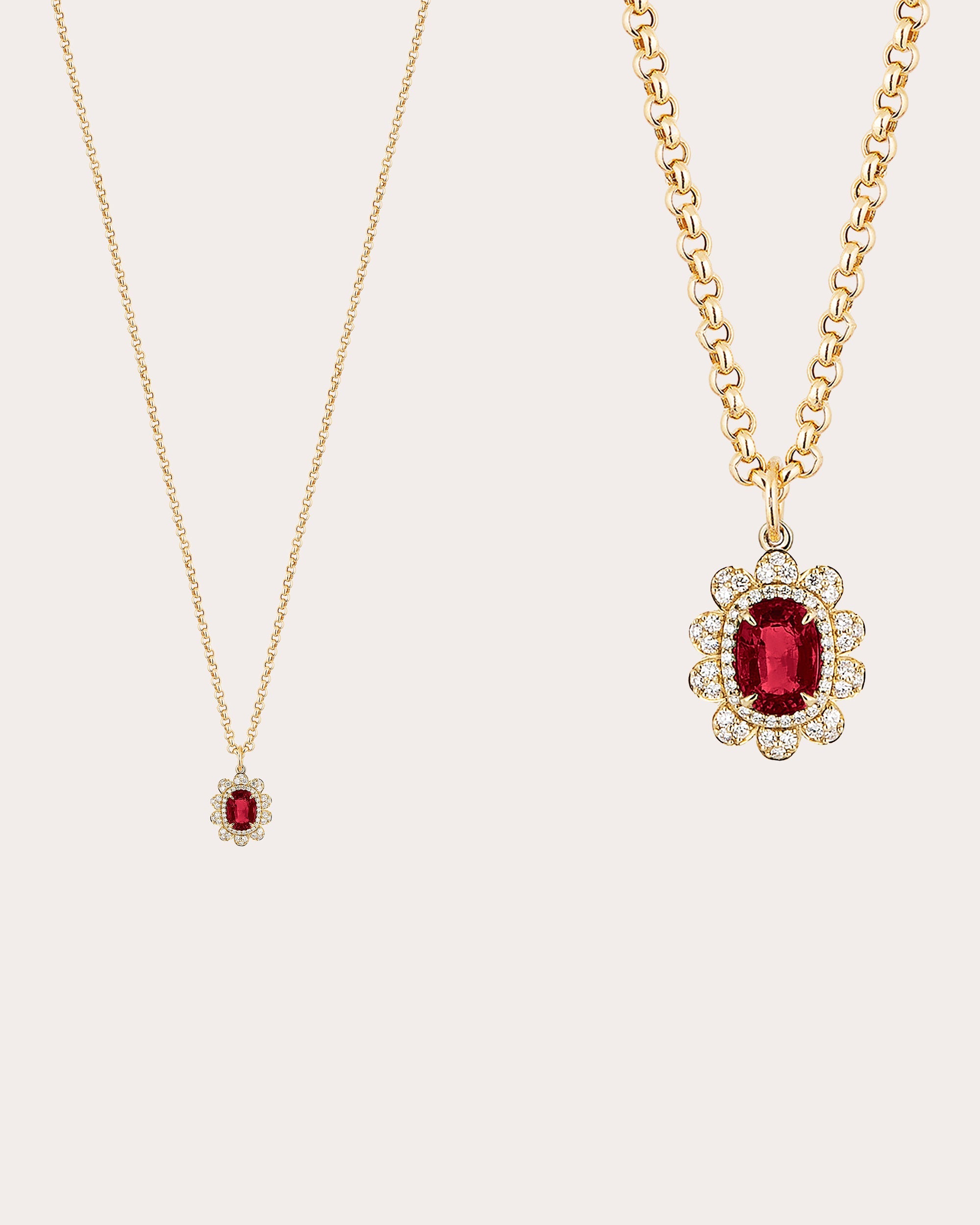 Garnet & Diamond G-One Organic Pendant Necklace